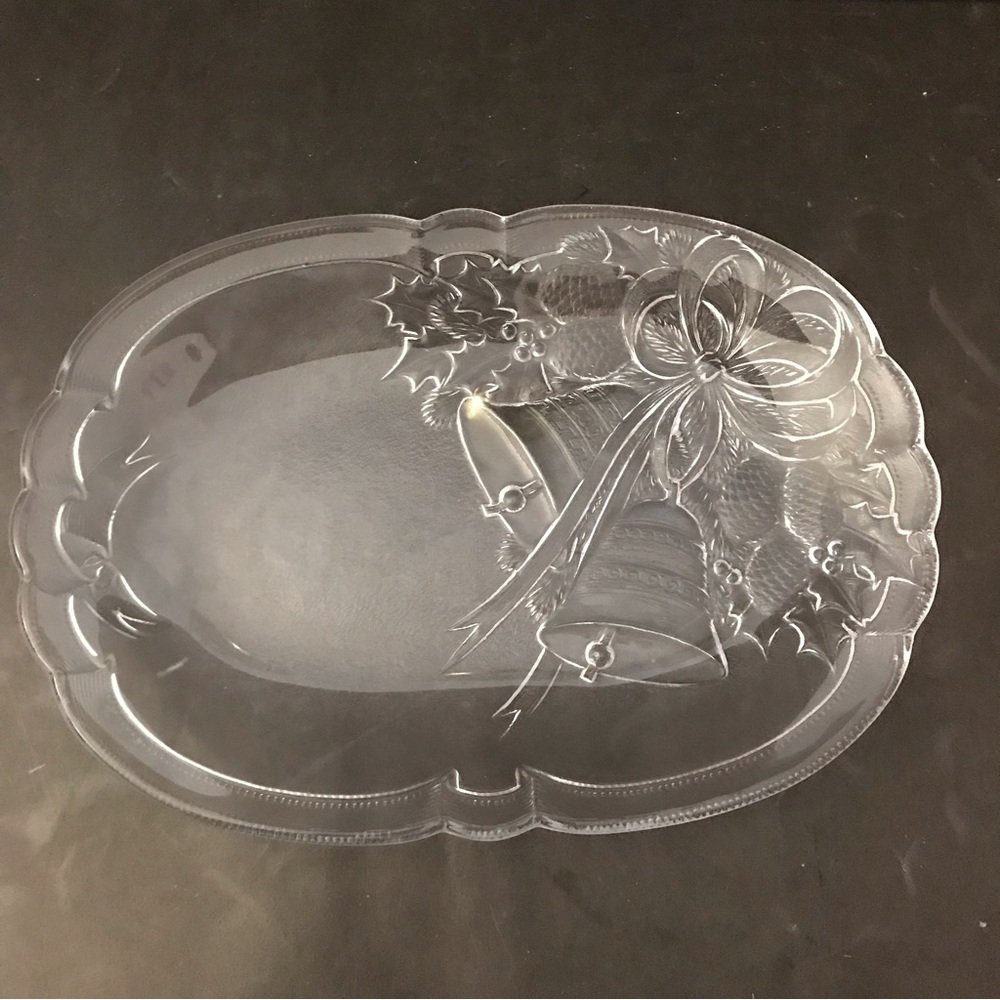 Mikasa glass holiday bell pattern plate